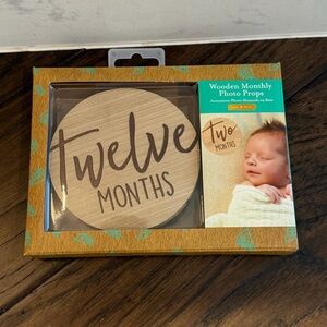 Pearhead baby milestone wooden photo prop 1-12 months
